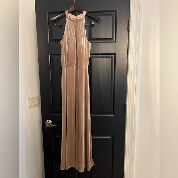 brown velvet dress for wedding WEDTREND Women Brown Bridesmaid Dress with Slit Mermaid Square Neck Ruched  Long Sleeves Velvet Wedding Party Dress